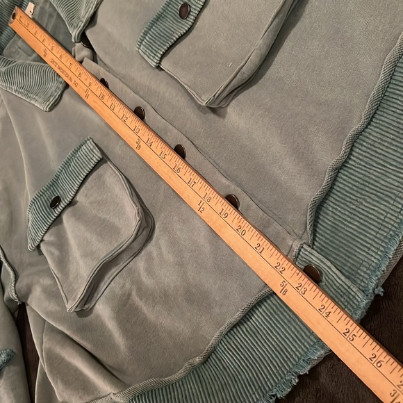 NWOT - POL Mineral Wash French Terry Jacket in Dusty Teal. - Picture 6 of 9